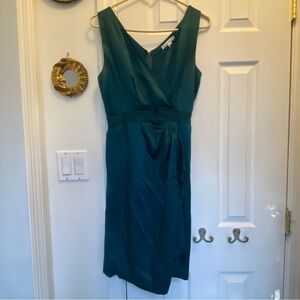 Emerald Green silk midi dress